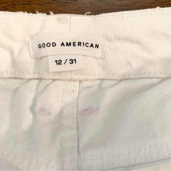 NWT Good American Good Girlfriend Distressed High Waisted Ankle White Jeans 12 - Picture 8 of 10